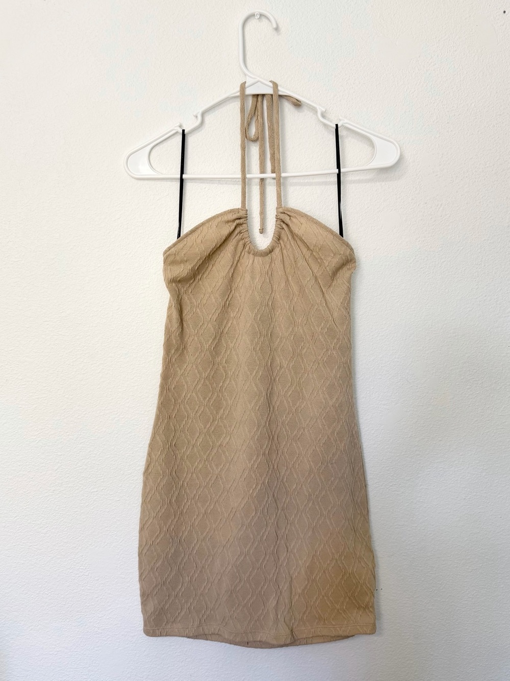 Tan halter mini dress